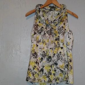 Cato yellow/grey/white top tank blouse size S